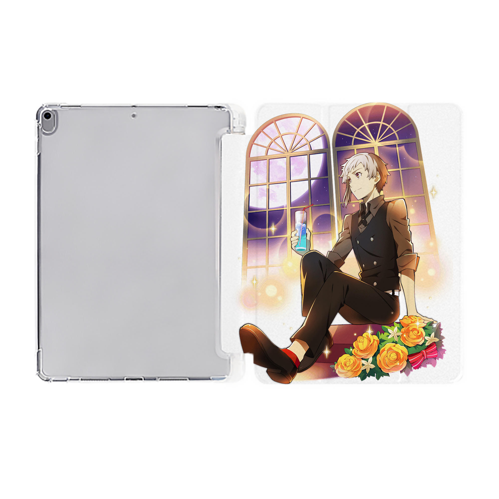 （画像用） 文豪ストレイドッグス Bungo Stray Dogs IPad ケース ペン収納付き 三つ折りスタンド PUレザー×シリコン 対応機種9.5/10.5/10.9インチ